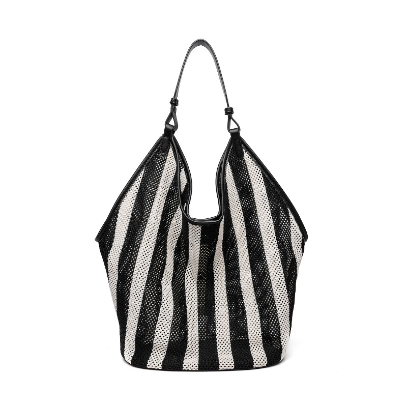 Women'S Xl Bags - Tas Tote Kapasitas Besar Tenun Bergaris