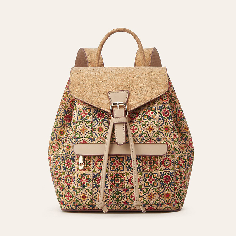 Women'S Xl Bags - Tas Ransel Kulit Gabus Retro Motif