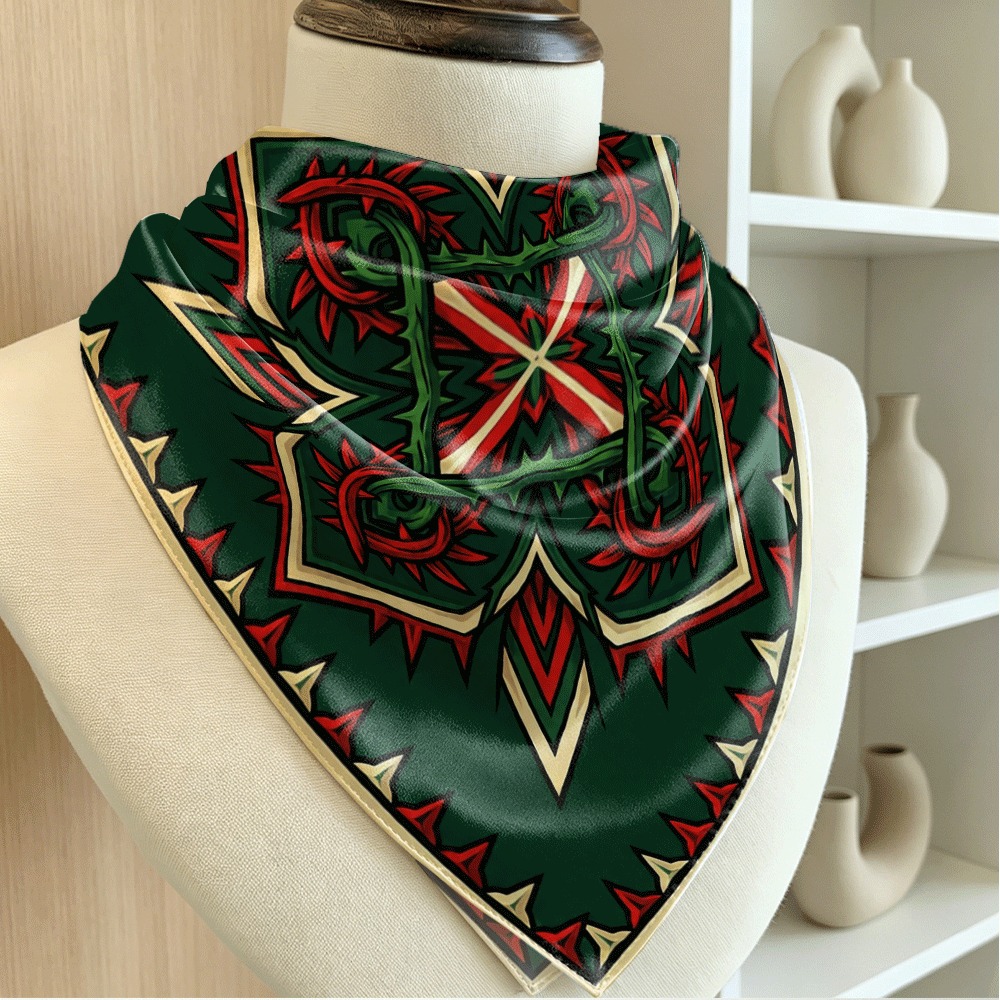 Women Bags Green - Motif sulur berduri merah dan hijau