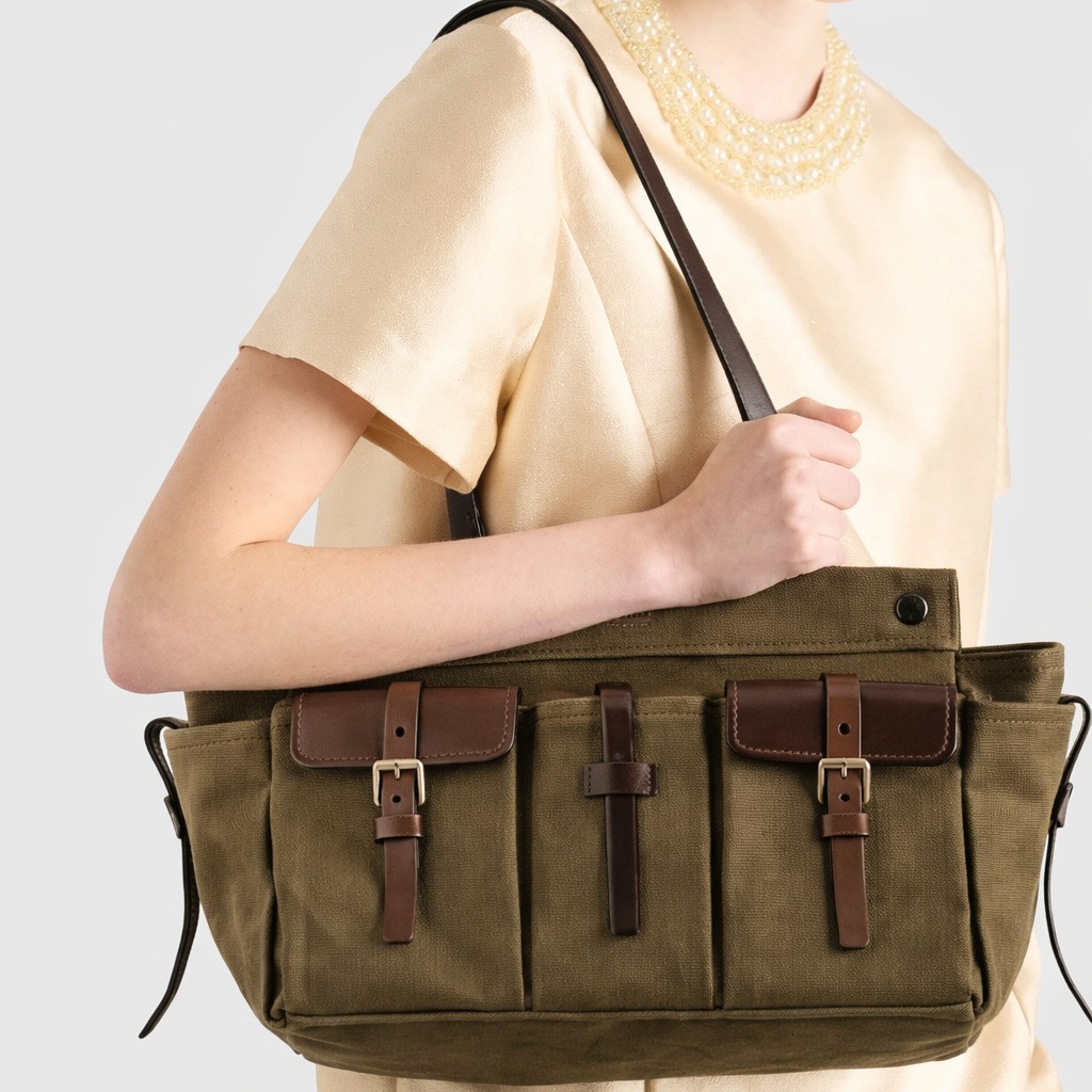 Women Bags Green - Tas Tangan Kanvas untuk Wanita, Tas