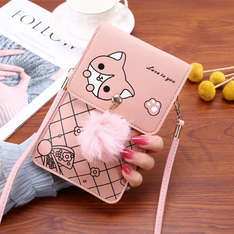 Women Bags With Wallet - Tas Ponsel Layar Sentuh Pola Kartun