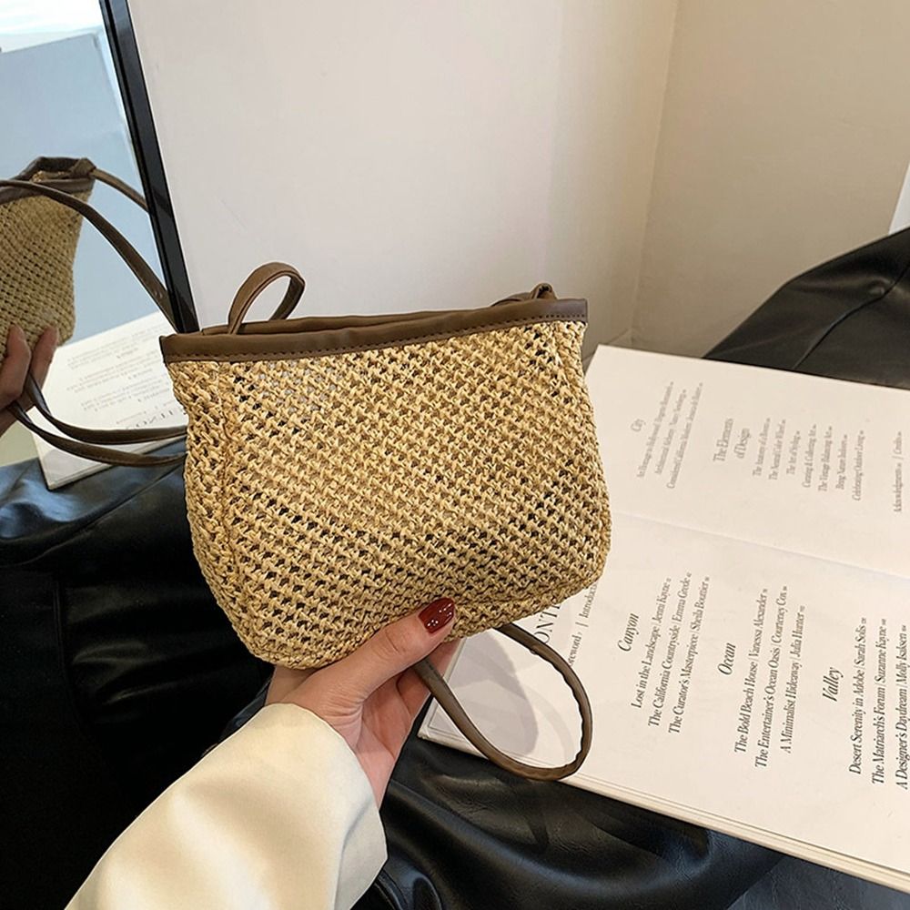 Tas Raffia Kulit PU Kasual Gay - Women'S Raffia Bags ulasan dan harga